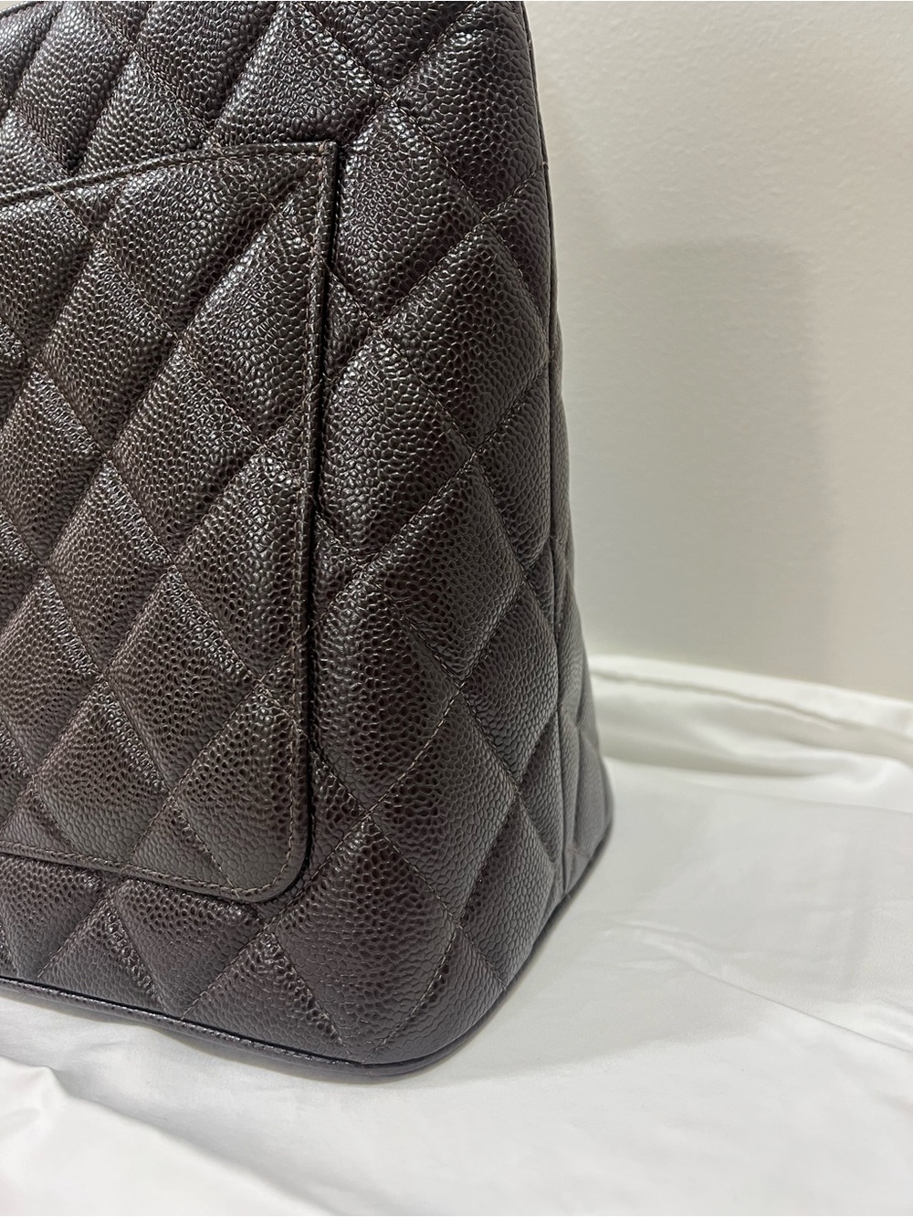 Chanel Quilted Caviar Leather Tote in Dark Brown - Picture 5 of 14